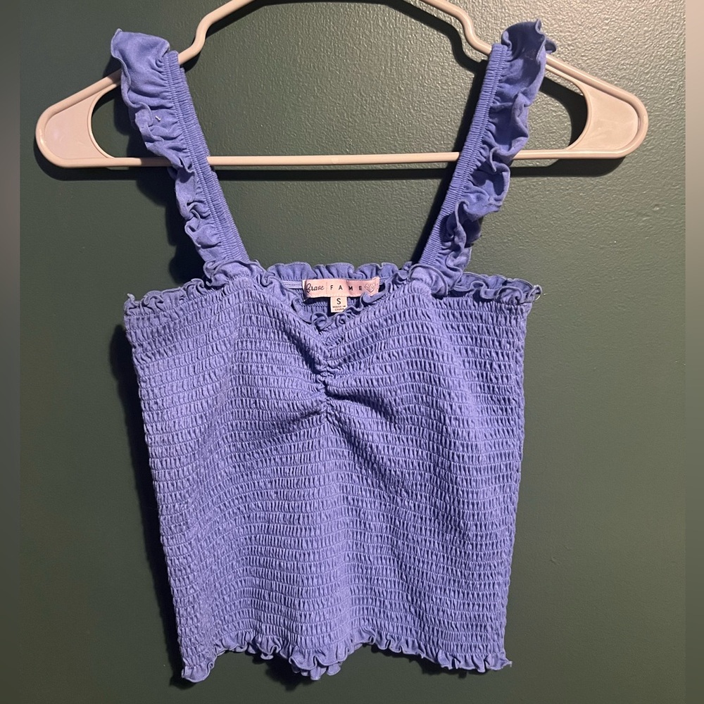 Macy's Blue Ruffle Smocked Tank Top